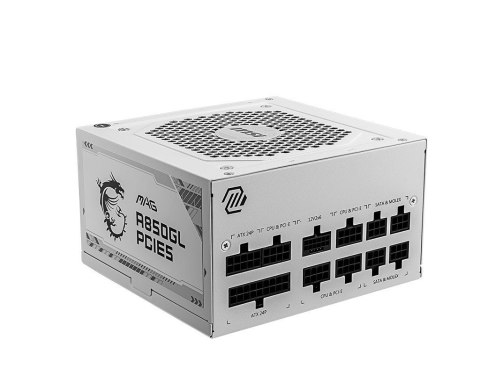 MSI Zasilacz modularny MAG A850GL PCIE5 850W 80PLUS GOLD biały MSI Zasilacz modularny MAG A850GL PCIE5 850W 80PLUS GOLD biały