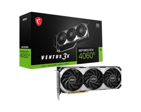 MSI Karta graficzna GeForce RTX 4060 Ti VENTUS 3X E OC 8GB GDDR6 128bit MSI Karta graficzna GeForce RTX 4060 Ti VENTUS 3X E OC 8GB GDDR6 128bit