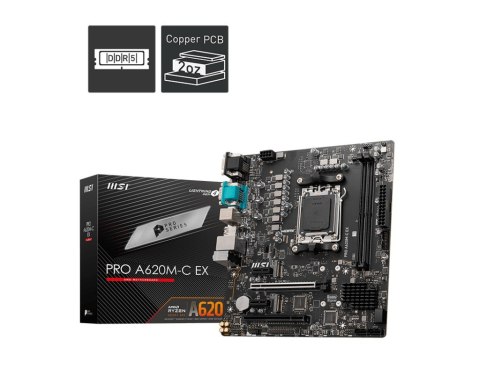 MSI Płyta główna PRO A620M-C EX 4711377163644 MSI Płyta główna PRO A620M-C EX 4711377163644
