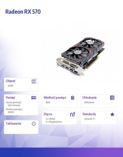 AFOX Karta graficzna Radeon RX 570 8GB GDDR5 256Bit HDMI 3xDP ATX Dual Fan H3 AFOX Karta graficzna Radeon RX 570 8GB GDDR5 256Bit HDMI 3xDP ATX Dual Fan H3