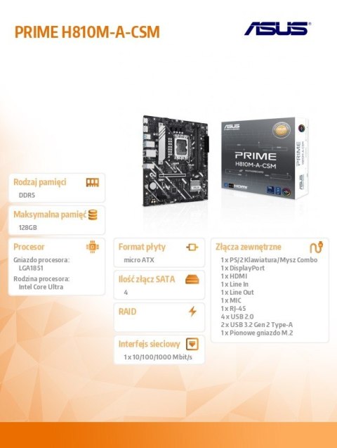 Asus Płyta główna PRIME H810M-A-CSM