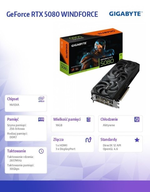 Gigabyte Karta graficzna GV-N5080WF3OC-16GD GV-N5080WF3OC-16GD