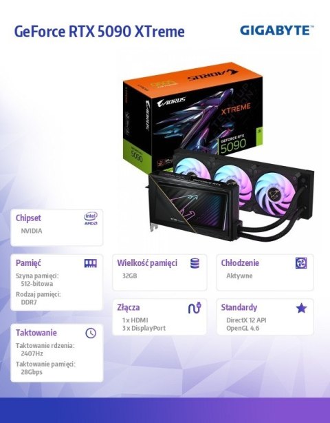 Gigabyte Karta graficzna RTX 5090 AORUS XTREME WATERFORCE 32GB 512bit GD