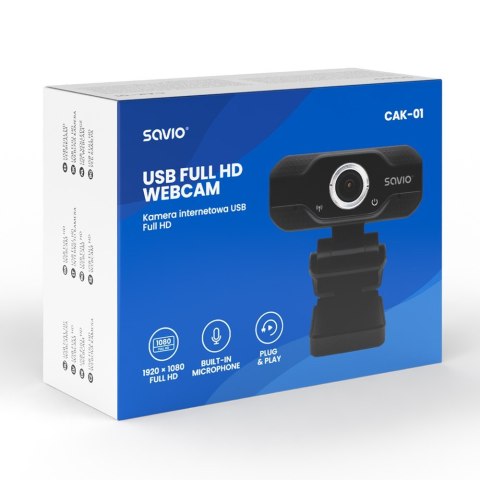 Savio Kamera internetowa USB Full HD, CAK-01 Savio Kamera internetowa USB Full HD, CAK-01