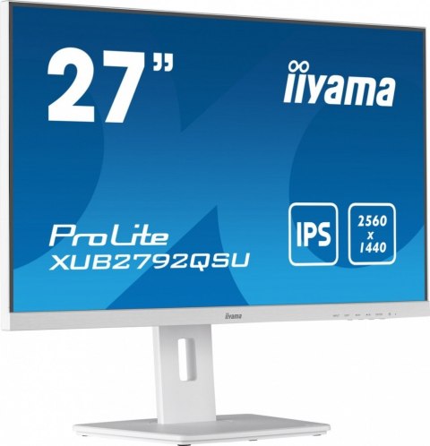 IIYAMA Monitor 27 cali 'XUB2792QSU-W5 IPS,WQHD,HDMI,DP,DVI,HAS(150mm),biały