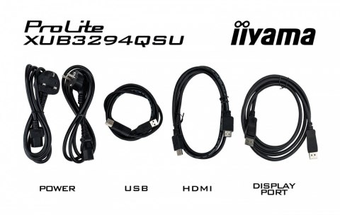 IIYAMA Monitor 32 cale XUB3294QSU-B1 VA,WQHD,HDMI,DP,HAS(150mm),USB3.0,2x2W