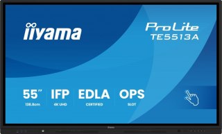 IIYAMA Monitor 55 cali TE5513A-B1AG INFRARED,40pkt,IPS,4K,7H,450cd/m2, WiFi,USB, ANDROID 14, Google EDLA,2x20W, UCHWYT CIENNY