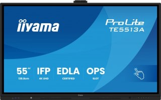 IIYAMA Monitor 55 cali TE5513A-B1AG INFRARED,40pkt,IPS,4K,7H,450cd/m2, WiFi,USB, ANDROID 14, Google EDLA,2x20W, UCHWYT CIENNY