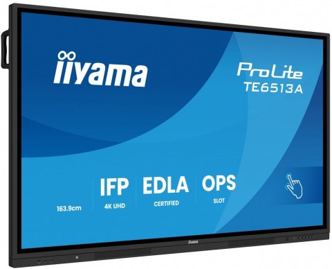 IIYAMA Monitor 65 cali TE6513A-B1AG INFRARED,40pkt,IPS,4K,7H,450cd/m2, WiFi,USB, ANDROID 14, Google EDLA,2x20W, UCHWYT CIENNY