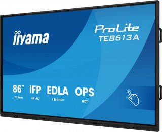 IIYAMA Monitor 86 cali TE8613A-B1AG INFRARED,40pkt,IPS,4K,7H,450cd/m2, WiFi,USB, ANDROID 14, Google EDLA,2x20W, UCHWYT CIENNY