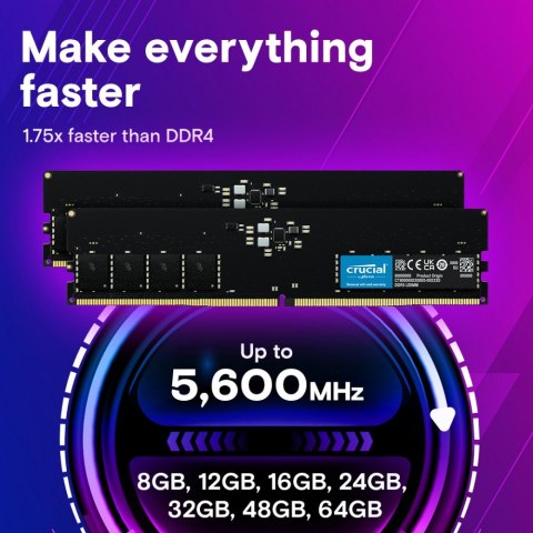 Crucial Pamięć DDR5 64GB(2*32GB)/5600 CL46 (16Gbit) Crucial Pamięć DDR5 64GB(2*32GB)/5600 CL46 (16Gbit)