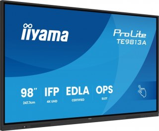 IIYAMA Monitor 98 cali TE9813A-B1AG INFRARED,40pkt,IPS,4K,7H,450cd/m2, WiFi,USB, ANDROID 14, Google EDLA,2x20W, UCHWYT CIENNY
