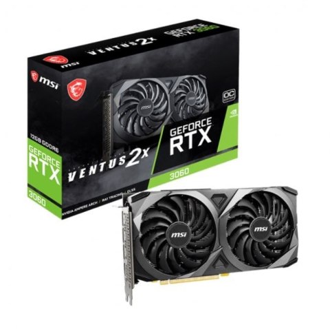 MSI Karta graficzna GeForce RTX 3060 VENTUS 2X OC 12GB GDDR6 192bit 3DP/HDMI MSI Karta graficzna GeForce RTX 3060 VENTUS 2X OC 12GB GDDR6 192bit 3DP/HDMI