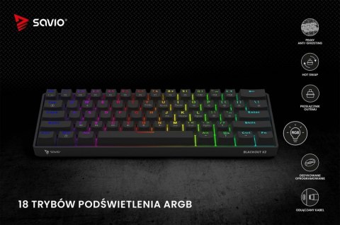 Savio Klawiatura mechaniczna BLACKOUT X2 OUTEMU Brown, Hot Swap