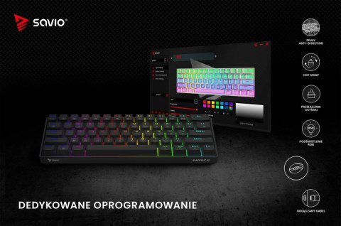 Savio Klawiatura mechaniczna BLACKOUT X2 OUTEMU Peach Silent, Hot Swap