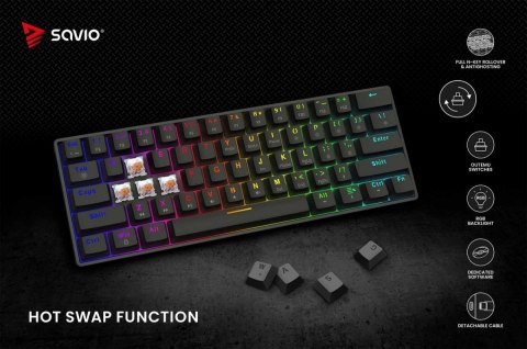 Savio Klawiatura mechaniczna BLACKOUT X2 OUTEMU Peach Silent, Hot Swap