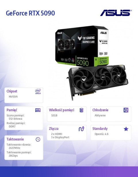 Asus Karta graficzna GeForce RTX 5090 TUF GAMING 32GB GDDR7 512bit DP/HDMI
