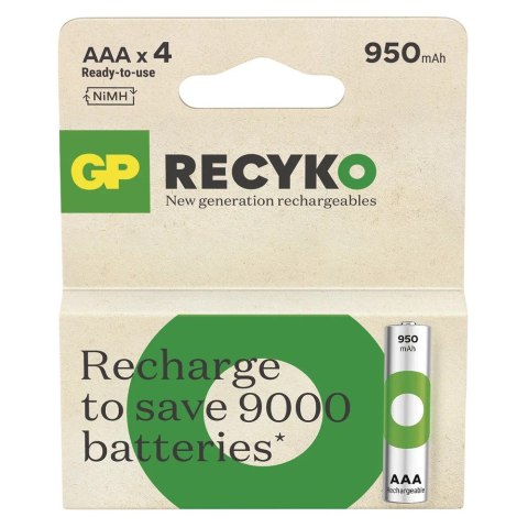 GP Battery Akumulatorki R03/AAA Ni-MH 950mAh blister 4szt. GP RECYKO GP Battery Akumulatorki R03/AAA Ni-MH 950mAh blister 4szt. GP RECYKO