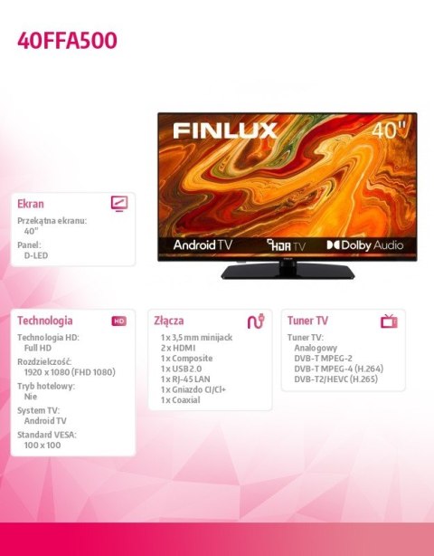Finlux Telewizor LED 40 cali 40FFA500