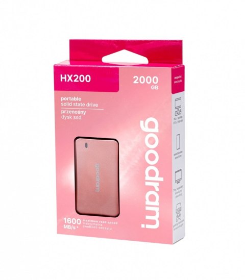 GOODRAM Dysk SSD HX200 2TB USB-C+A 1600/1500MB/S różowe złoto GOODRAM Dysk SSD HX200 2TB USB-C+A 1600/1500MB/S różowe złoto