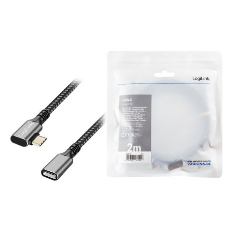 LogiLink Kabel USB3.2 Gen1 TypeC do USB-C/F, PD, 2m LogiLink Kabel USB3.2 Gen1 TypeC do USB-C/F, PD, 2m