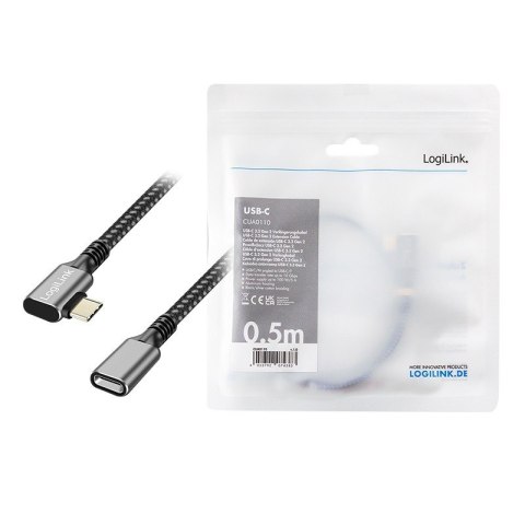 LogiLink Kabel USB3.2 gen2 TypeC do USB-C/F, PD, 0.5m LogiLink Kabel USB3.2 gen2 TypeC do USB-C/F, PD, 0.5m