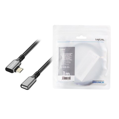 LogiLink Kabel USB3.2 gen2 TypeC do USB-C/F, PD, 1m LogiLink Kabel USB3.2 gen2 TypeC do USB-C/F, PD, 1m