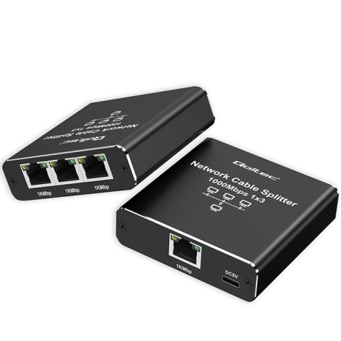 Qoltec Rozdzielacz Splitter Ethernet mini SWITCH 1x3 RJ45 | 1000Mb/s | USB-C | Aluminium Qoltec Rozdzielacz Splitter Ethernet mini SWITCH 1x3 RJ45 | 1000Mb/s | USB-C | Aluminium