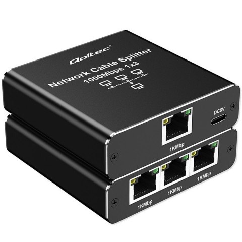 Qoltec Rozdzielacz Splitter Ethernet mini SWITCH 1x3 RJ45 | 1000Mb/s | USB-C | Aluminium Qoltec Rozdzielacz Splitter Ethernet mini SWITCH 1x3 RJ45 | 1000Mb/s | USB-C | Aluminium