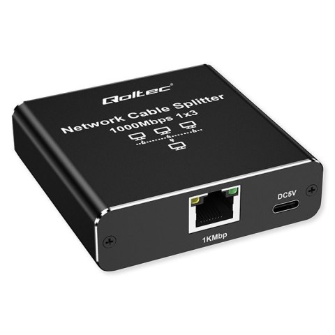 Qoltec Rozdzielacz Splitter Ethernet mini SWITCH 1x3 RJ45 | 1000Mb/s | USB-C | Aluminium Qoltec Rozdzielacz Splitter Ethernet mini SWITCH 1x3 RJ45 | 1000Mb/s | USB-C | Aluminium