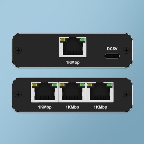 Qoltec Rozdzielacz Splitter Ethernet mini SWITCH 1x3 RJ45 | 1000Mb/s | USB-C | Aluminium Qoltec Rozdzielacz Splitter Ethernet mini SWITCH 1x3 RJ45 | 1000Mb/s | USB-C | Aluminium