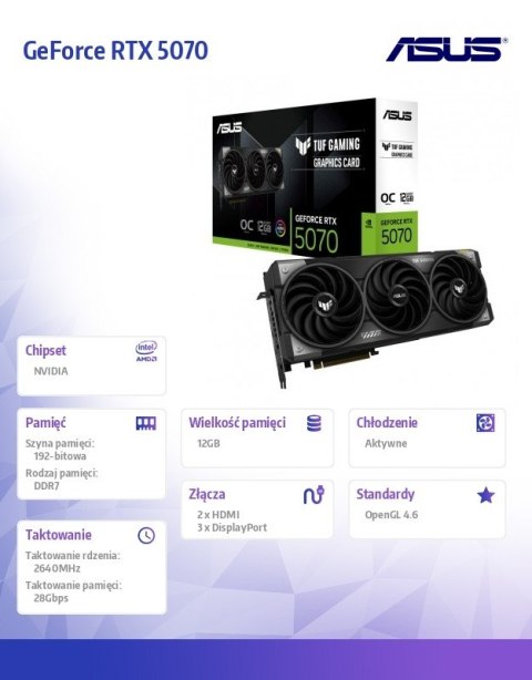 Asus Karta graficzna GeForce RTX 5070 OC TUF-RTX5070-O12G-GAMING