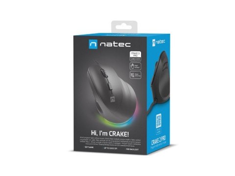 Natec Mysz wertykalna CRAKE 2 PRO 128000DPI optyczna czarna Natec Mysz wertykalna CRAKE 2 PRO 128000DPI optyczna czarna