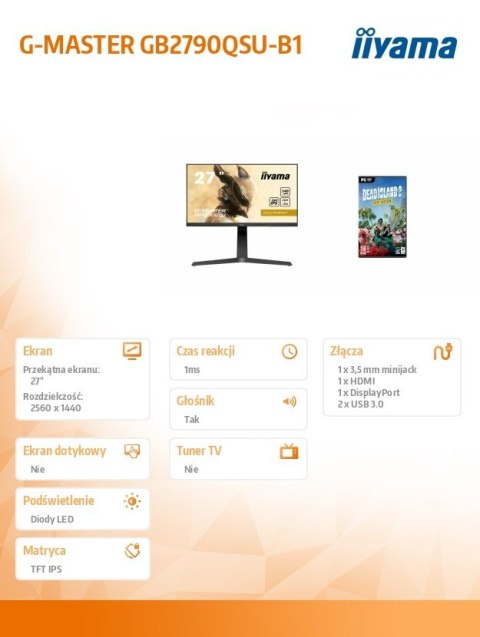 IIYAMA Monitor 27 cali GB2790QSU-B1 + Gra Dead Island 2 PC