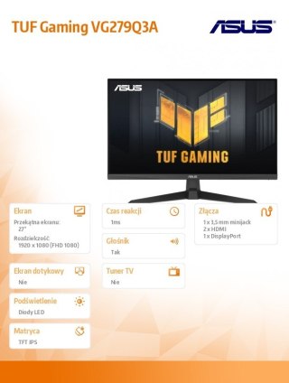 Asus Monitor 27 cali VG279Q3A Full HD(1920x1080), 180Hz, Fast IPS,