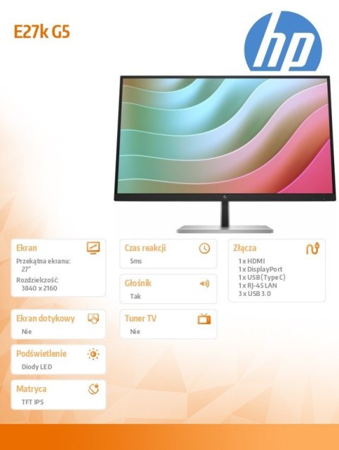HP Inc. Monitor E27K G5 4K 6N4C4AA HP Inc. Monitor E27K G5 4K 6N4C4AA