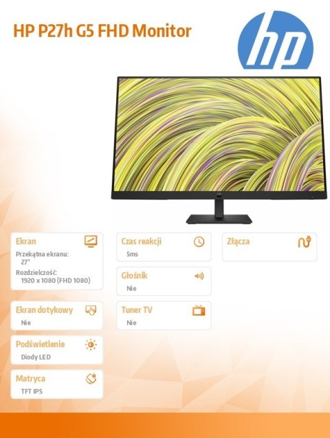 HP Inc. Monitor P27h G5 FHD Height Adjust Monitor 64W41AA HP Inc. Monitor P27h G5 FHD Height Adjust Monitor 64W41AA