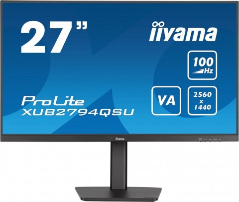 IIYAMA Monitor 27 cali XUB2794QSU-B6 VA,QHD,HDMI,DP,100Hz,HAS(150mm),USB3.2