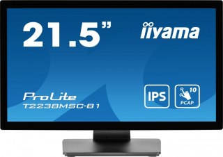 IIYAMA Monitor 22 cale T2238MSC-B1 IPS,FHD,DP,HDMI,2x2W,2xUSB,600(cd/m2), 10pkt.7H,IP1X(FRONT),PION/POZIOM