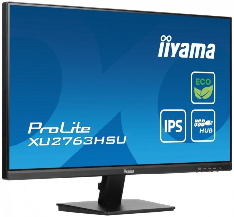 IIYAMA Monitor 27 cali ProLite XU2763HSU-B1 IPS,100HZ,ECO,3ms,SLIM,HDMI,DP,2x USB3.2 TCO,EPEAT