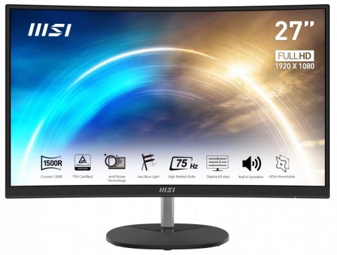 MSI Monitor PRO MP271CA 27 cali FHD/75Hz/1ms/Zakrzywiony