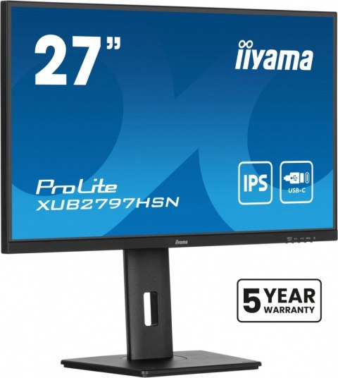 IIYAMA Monitor 27 cali XUB2797HSN-B1 IPS,FHD,USB-C Dock,HAS /5y/