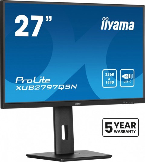IIYAMA Monitor 27 cali XUB2797QSN-B1 IPS,QHD,USB-c Dock,HDMI /5y/