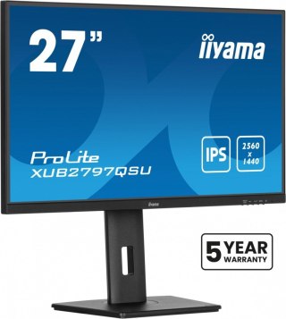 IIYAMA Monitor 27 cali XUB2797QSU-B1 IPS,HDMI,DP,100Hz,QHD,HAS(150mm),1ms, 2xUSB(3.2),2x2W,ADAPTIVE SYNC,FlickerFree /5y/
