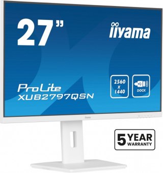 IIYAMA Monitor 27 cali XUB2797QSN-W1 IPS,QHD,USB-c Dock 65W,HDMI, WHITE /5y/