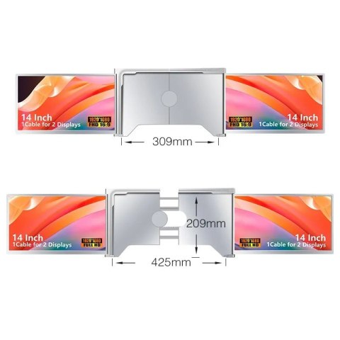 Extralink Przenośne monitory do laptopa Smart Life S400 14 cali, 2 monitory, IPS, 1080p Full HD Extralink Przenośne monitory do laptopa Smart Life S400 14 cali, 2 monitory, IPS, 1080p Full HD