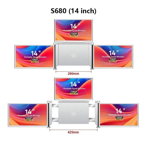 Extralink Przenośne monitory do laptopa Smart Life S680 14 cali, 3 monitory IPS, 1080p Full HD Extralink Przenośne monitory do laptopa Smart Life S680 14 cali, 3 monitory IPS, 1080p Full HD