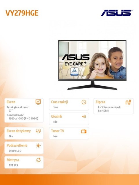Asus Monitor 27 cali VY279HGE Asus Monitor 27 cali VY279HGE