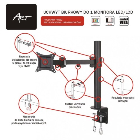 ART Uchwyt do monitora LCD 1monitor 13-27'' L01 ART Uchwyt do monitora LCD 1monitor 13-27'' L01