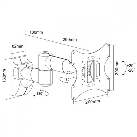 Maclean Uchwyt do telewizora lub monitora 23-42" 30 kg uniwersalny MC-503A B czarny max vesa 200x200 Maclean Uchwyt do telewizora lub monitora 23-42" 30 kg uniwersalny MC-503A B czarny max vesa 200x200